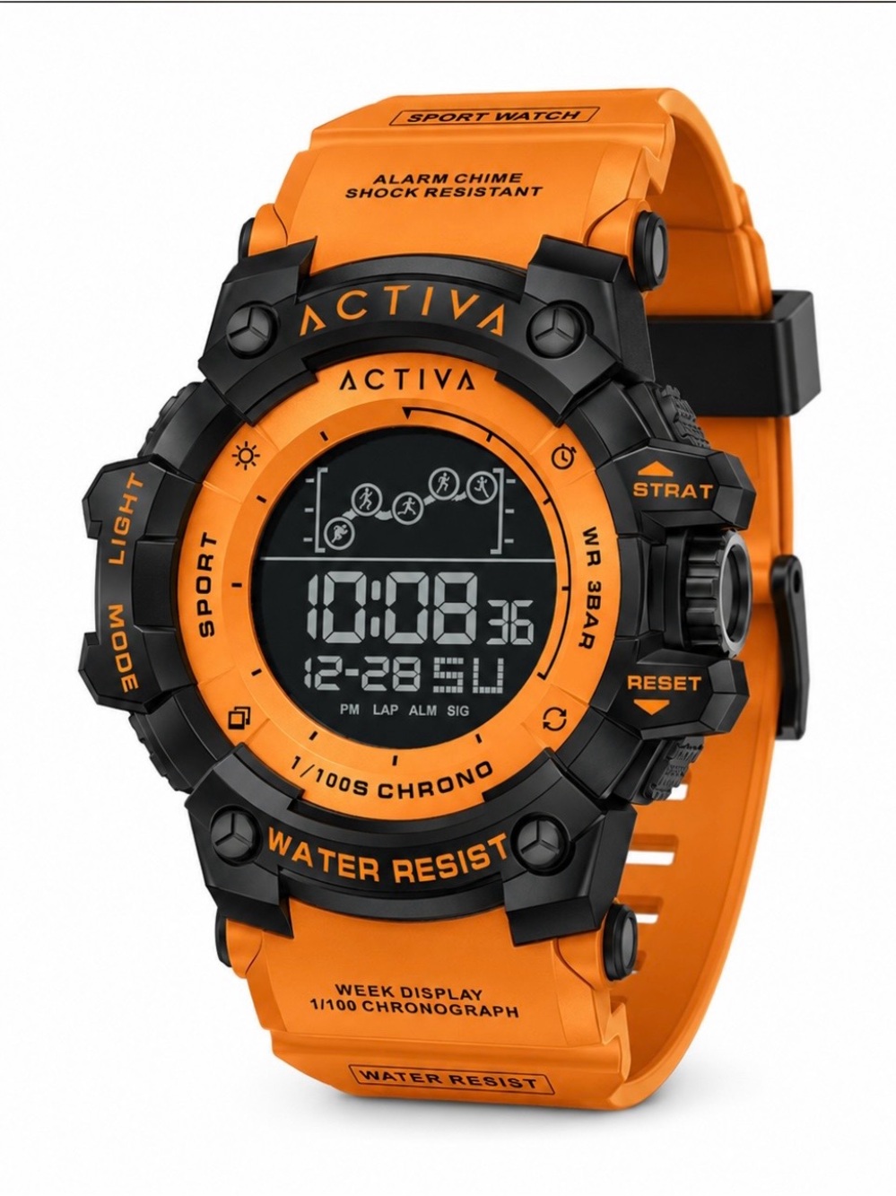 Activa Summit X Invicta Unisex Digital Watch - 50mm. Orange & Black NEW